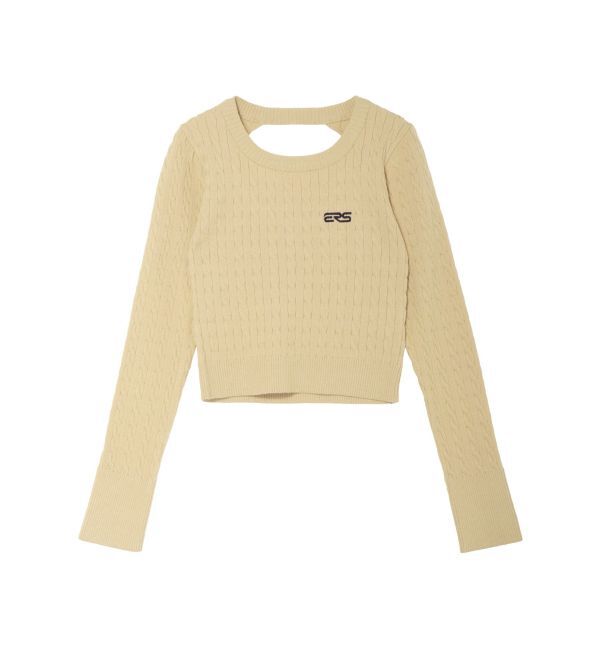 EVRIS「ワンポイントバックオープンケーブルニット」|ニット・セーター|