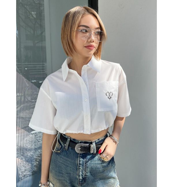 EVRIS「ワンポイントショートシャツ」|シャツ・ブラウス|ホワイト