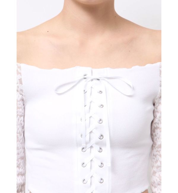 EVRIS「レースコンビオフショルトップス」|Tシャツ・カットソー|