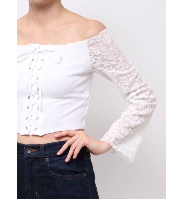 EVRIS「レースコンビオフショルトップス」|Tシャツ・カットソー|