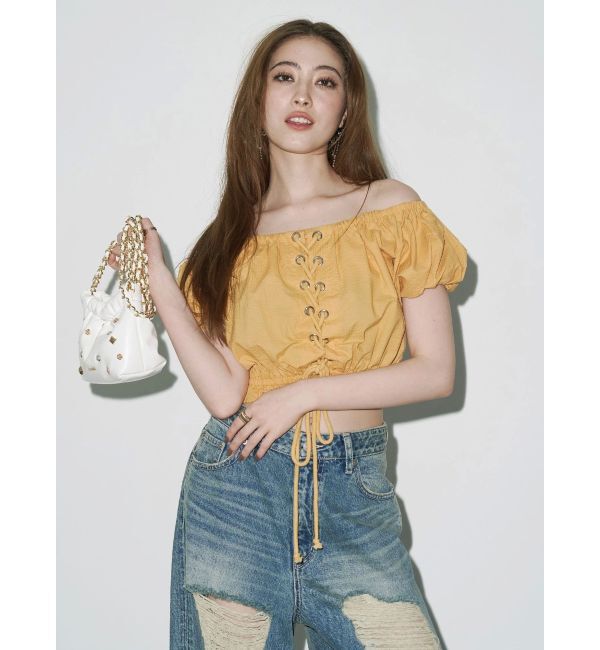 EVRIS「レースアップオフショルトップス」|シャツ・ブラウス|