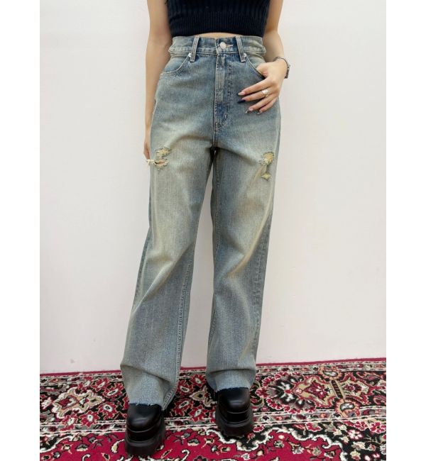 EVRIS「バックリボンワイドデニムパンツ」|デニム|