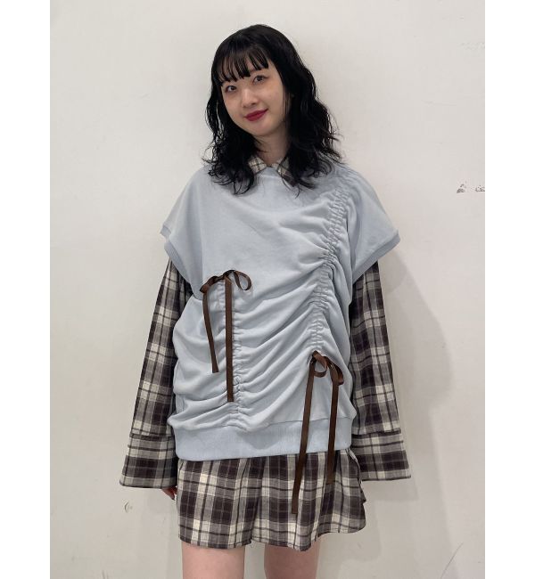 jouetie「シャーリングリボンルーズプルオーバー」|Tシャツ・カットソー|ブルー