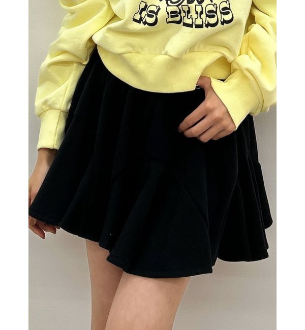 GYDA「ウエストラインバンテージスウェットスカートライクショートパンツ」|スカート|ブラック