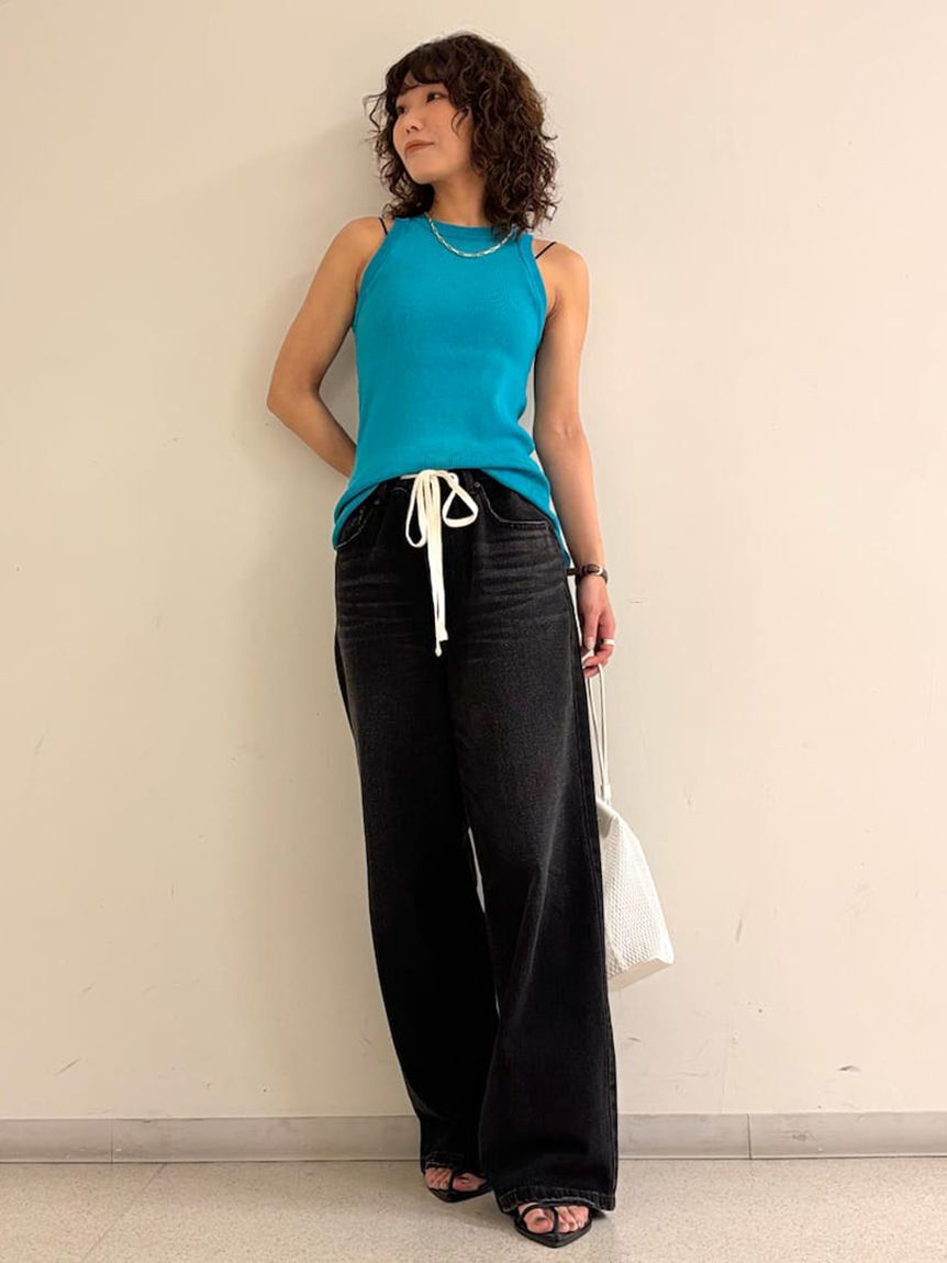Mila Owen「ウエストドロストワイドデニムパンツ」|デニム|