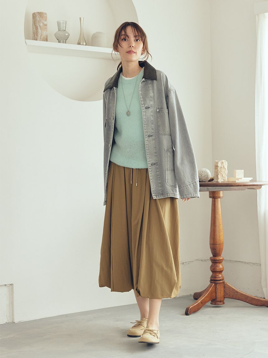 Mila Owen「ハーフ丈デニムカバーオール」|デニムジャケット|