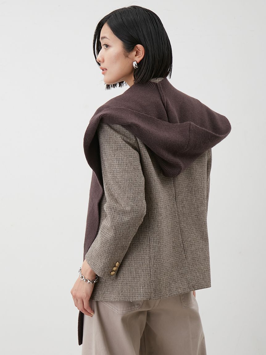 Mila Owen「リブニットフーディマフラー」|マフラー|