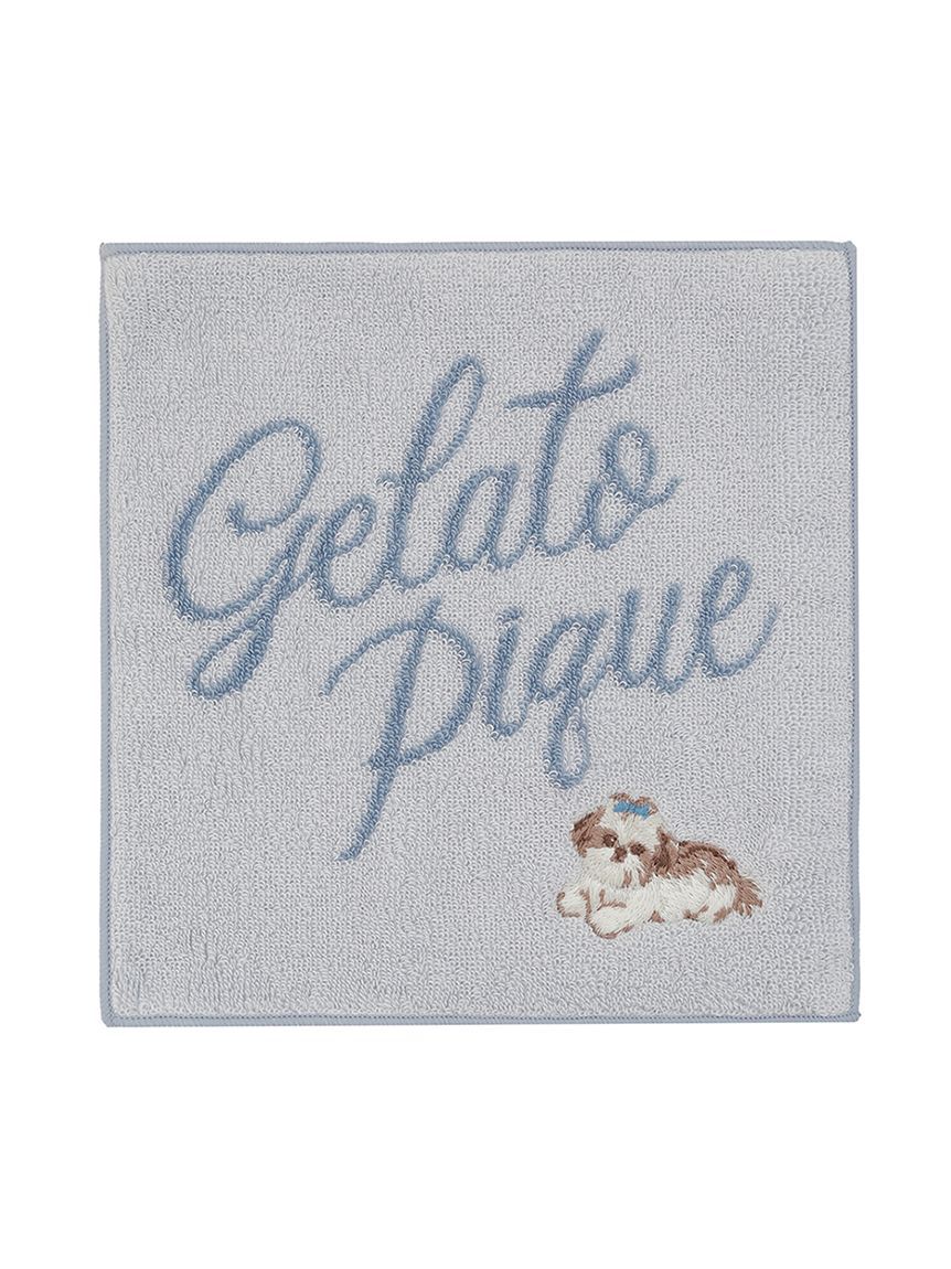 gelato pique「シーズーワンポイント刺繍ハンドタオル」|ハンカチ|BLU