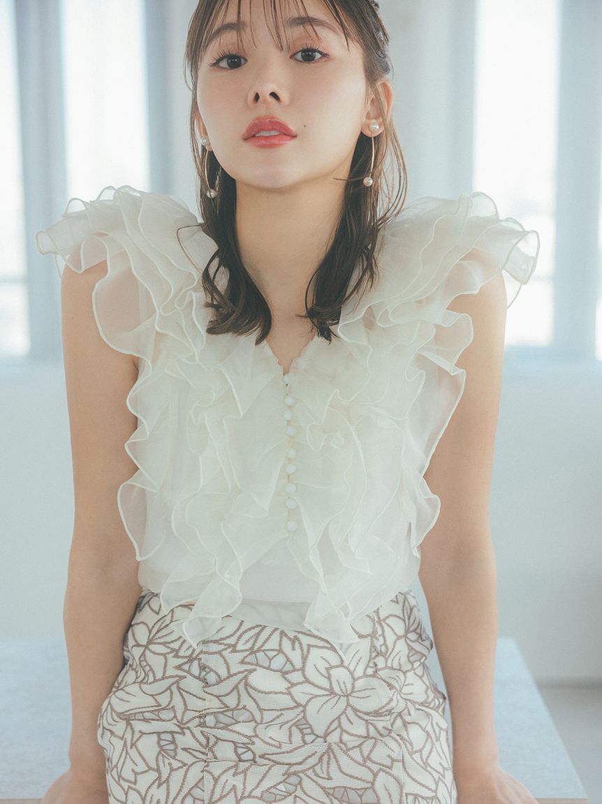 SNIDEL「ノースリフリルブラウス」|シャツ・ブラウス|