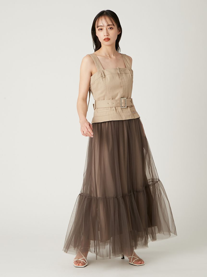 FRAY I.D「【FRAY I.D｜Dickies】チュールコンビジャンパードレス」|ドレス|