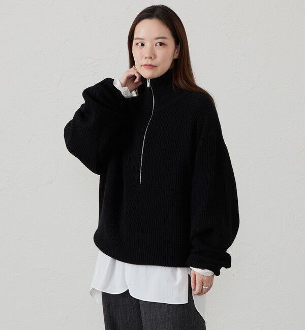 MACKINTOSH PHILOSOPHY「GREY LABEL ハーフジップローゲージニット」|ニット・セーター|ブラック