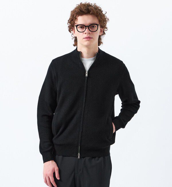 MACKINTOSH PHILOSOPHY「片畦 スタンドジップアップカーディガンニット」|ニット・セーター|ブラック