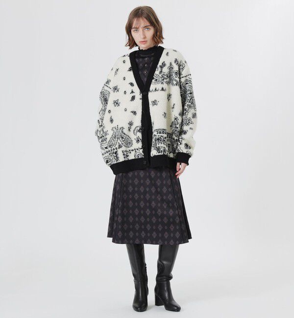 「【Safari12月号掲載】【UNISEX】ペイズリーボアコンビニットカーデ」|ニット・セーター|