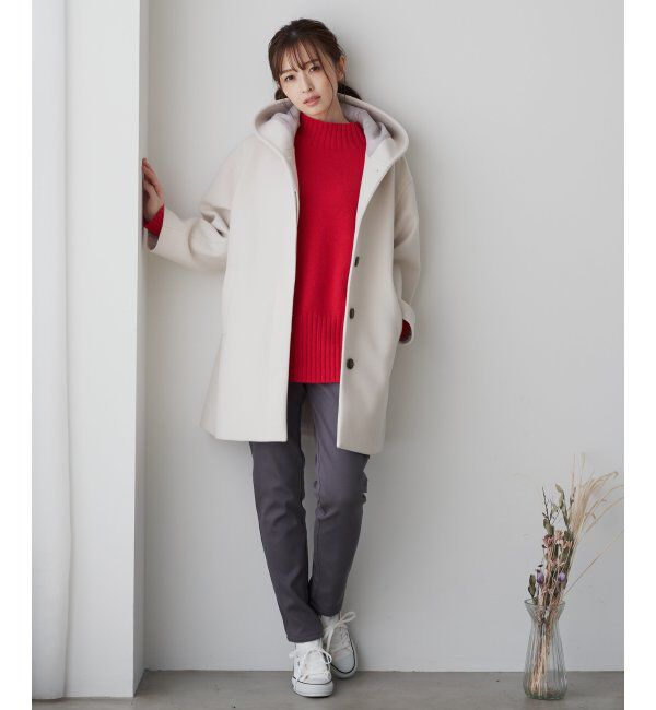 ikka「RENU メルトンミドル丈フードジャケット」|その他|