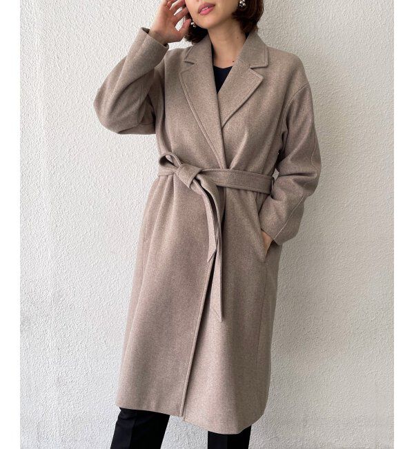 IKKA LOUNGE「ウールライクサッシュ付きテーラーコート」|その他|コーヒー