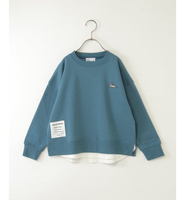 ikka kids「裏起毛レイヤードワッペントレーナー（120~160cm）」|Tシャツ・カットソー|ブルー