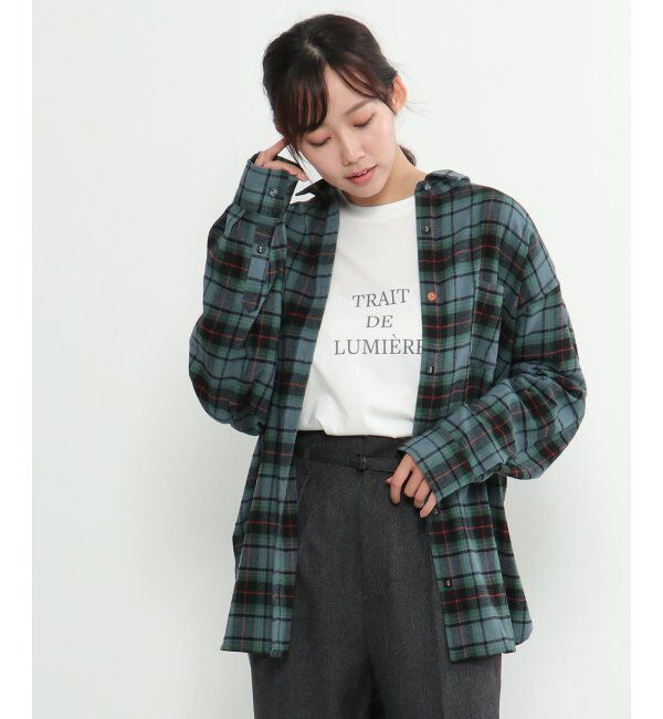 Lbc with Life「配色ボタンチェックネルシャツ」|シャツ・ブラウス|グリーン