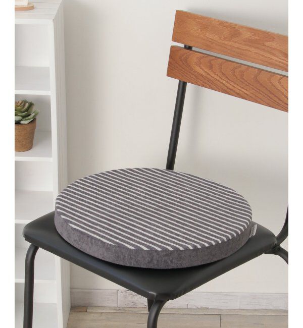 Lbc with Life「ラウンドシートクッション H4cm ボーダー無地」|クッション・クッションカバー|チャコール