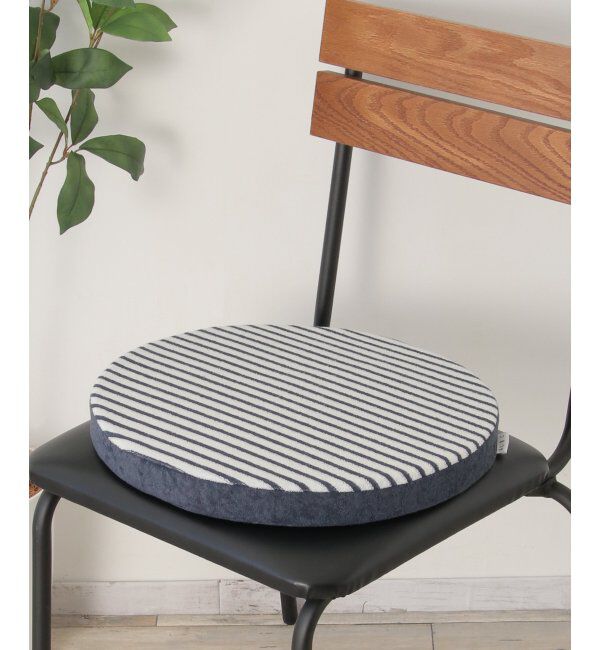 Lbc with Life「ラウンドシートクッション H4cm ボーダー無地」|クッション・クッションカバー|ネイビー