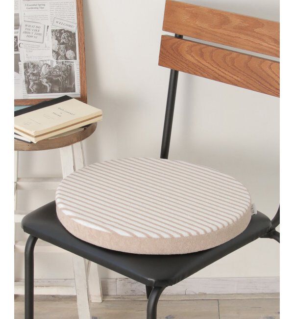 Lbc with Life「ラウンドシートクッション H4cm ボーダー無地」|クッション・クッションカバー|ベージュ