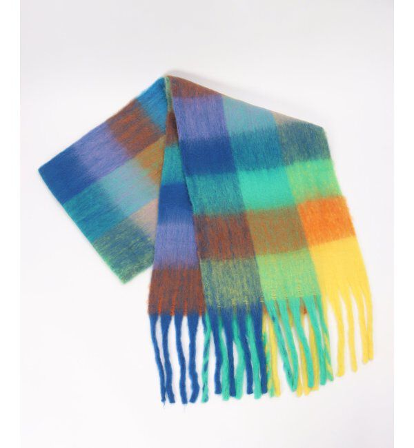 VENCE share style「マルチカラーチェックビッグストール」|バンダナ・スカーフ|グリーン