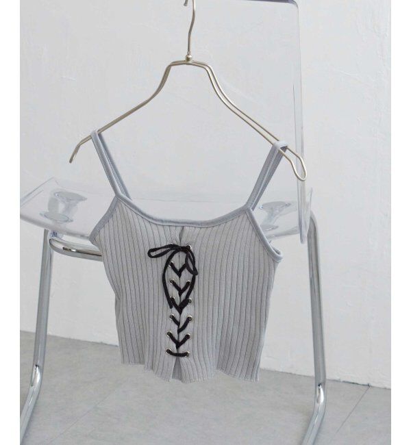 VENCE share style「レースアップキャミソール」|タンクトップ|グレイ