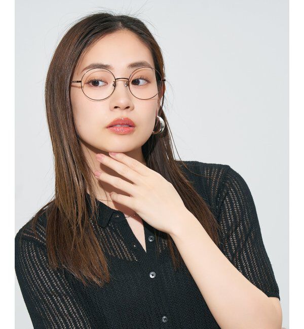  「ラウンド型 メガネ | 丸型メガネ チタン 軽量 メタルフレーム レディース 大人可愛い レンズ交換券付」|メガネ|薄ブラウン