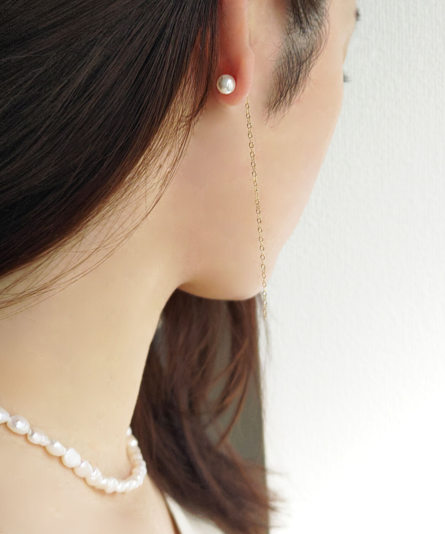  「K14GF ロンドンブルートパーズ&times;パール 2WAY ロングチェーンピアス」|ピアス|