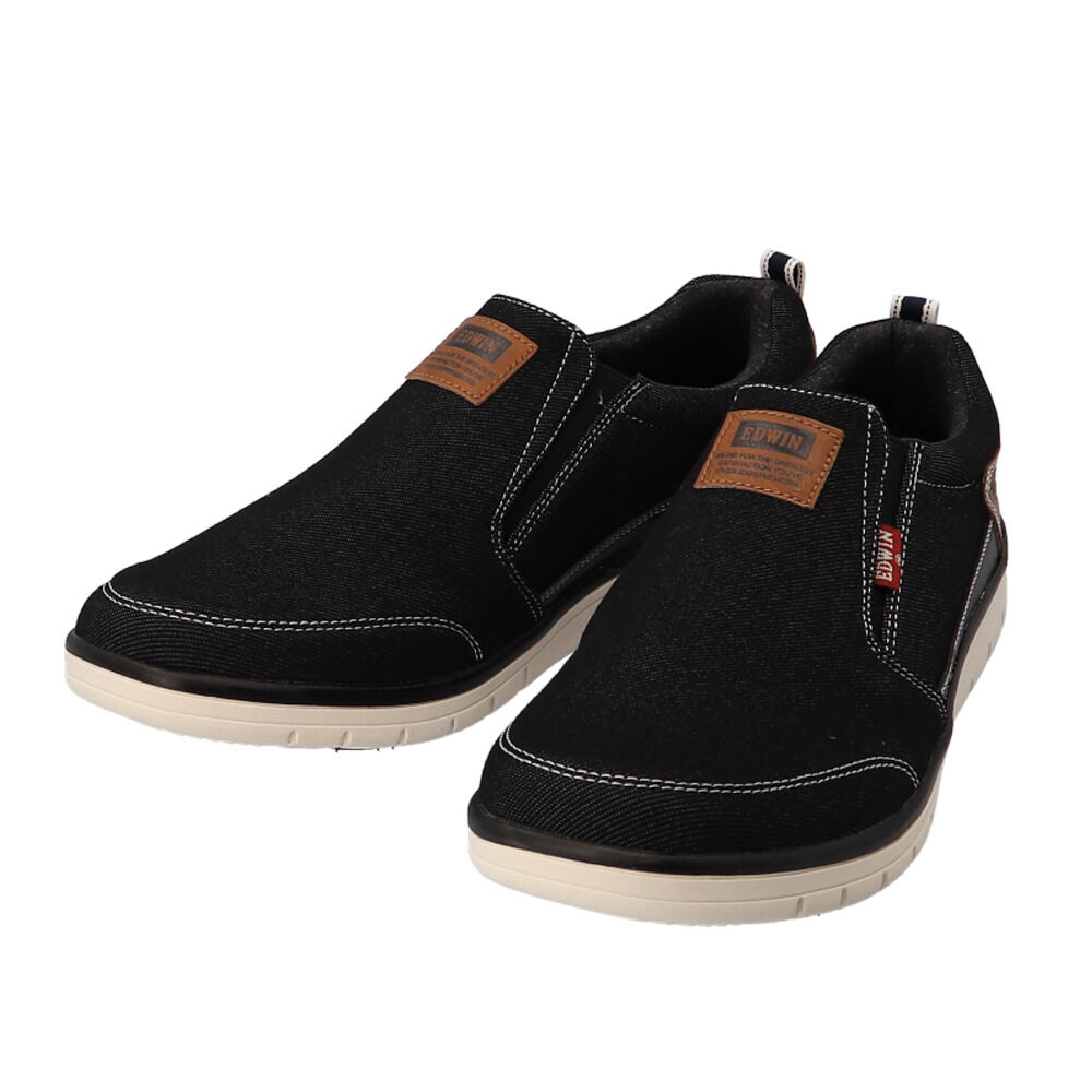 BACKYARD FAMILY「EDWIN メンズ スリッポン 7644 通販 エドウィン スニーカー 紐なし スリップオン 軽量」|スリッポン|ブラック1