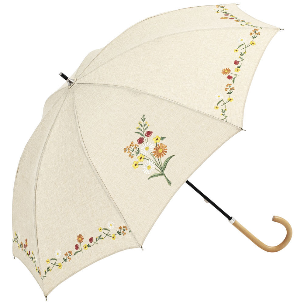 BACKYARD FAMILY「because ビコーズ 晴雨兼用 長傘 刺繍 通販 雨傘 日傘 晴雨兼用傘 傘 かさ カサ」|傘|ホワイト2