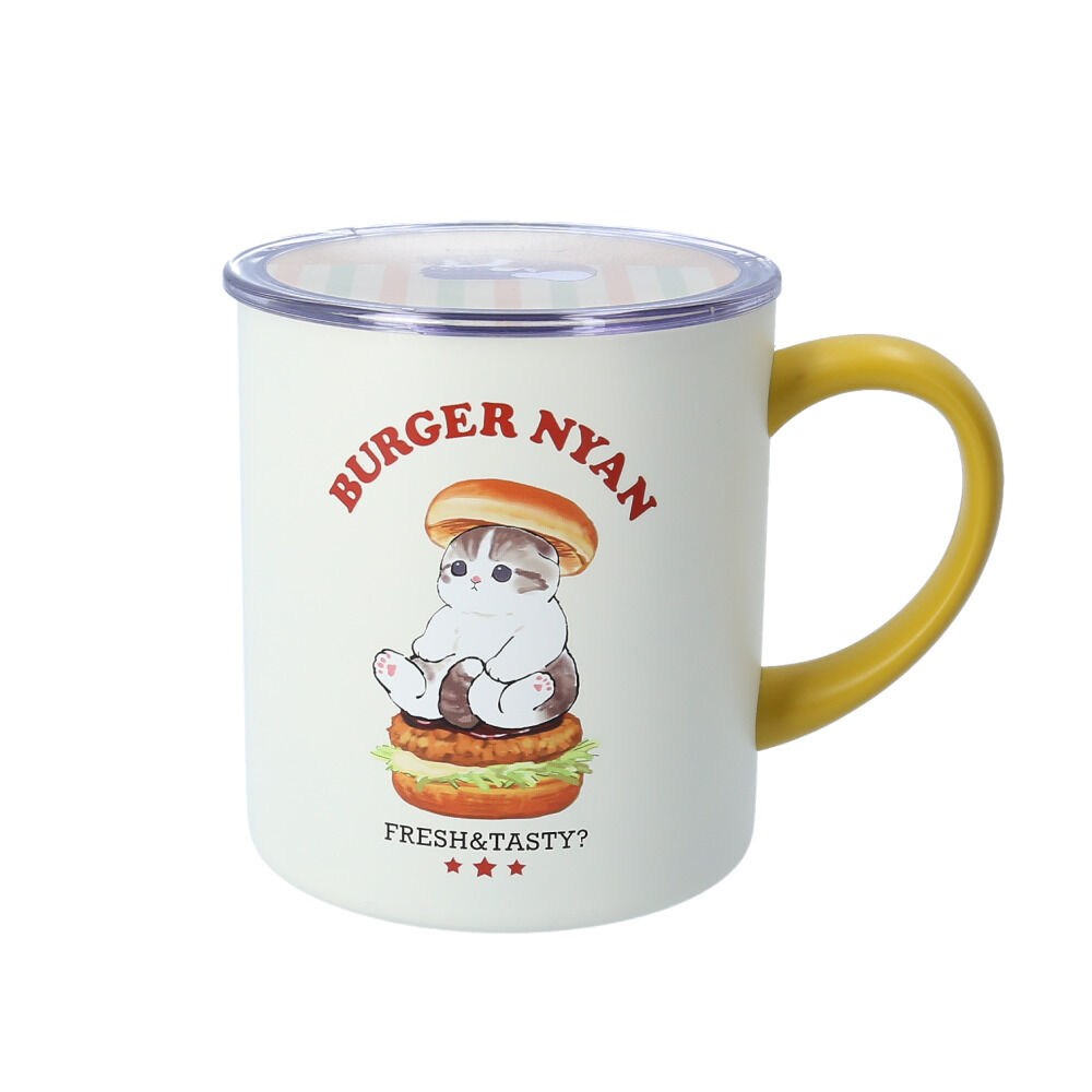 BACKYARD FAMILY「mofusand モフサンド 蓋付き マグカップ 400ml 通販 カップ コップ マグ」|グラス・マグカップ|ホワイト2