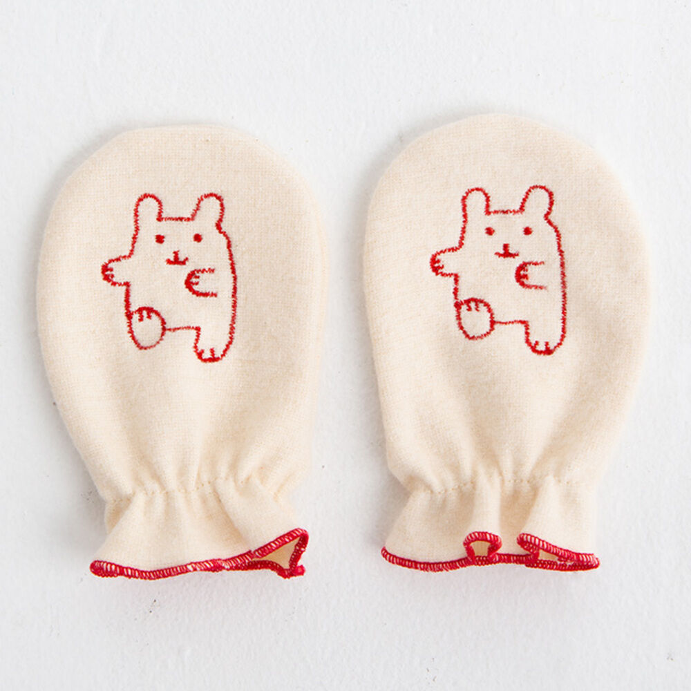 BACKYARD FAMILY「POMPKINS ポプキンズ ミトン オーガニック ベビー 通販 日本製 手袋 てぶくろ 刺しゅう」|その他ベビー用品|ホワイト1