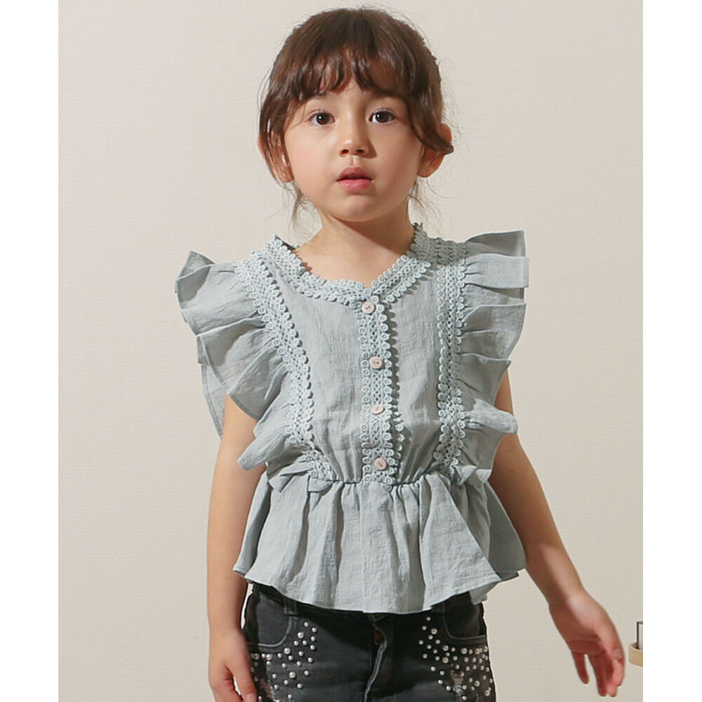 BACKYARD FAMILY「Rora ブラウス 襟なし 通販 ローラ レナ カットソー キッズ 子供 女の子 女子 こども」|その他|グレー1