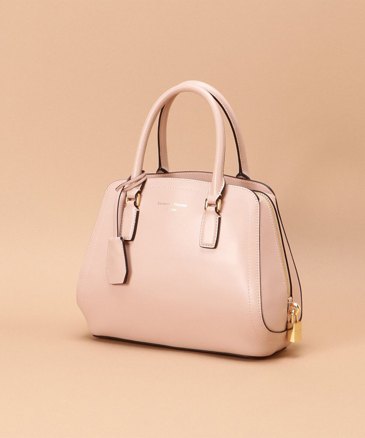 Samantha Thavasa「トラペズミニヨン ボストンバッグ 小サイズ」|ハンドバッグ|ﾋﾟﾝｸﾍﾞｰｼﾞｭ