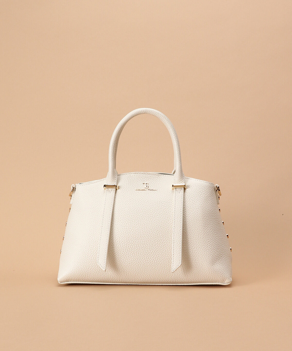 Samantha Thavasa「サイドスタッズ レザーハンドバッグ」|ハンドバッグ|オフホワイト