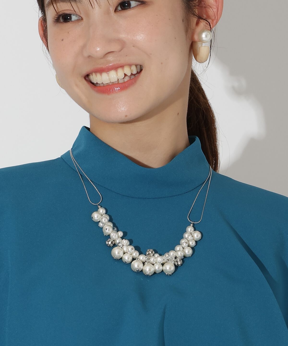 アンドクチュール「MIXパールネックレス」|ネックレス|シルバー