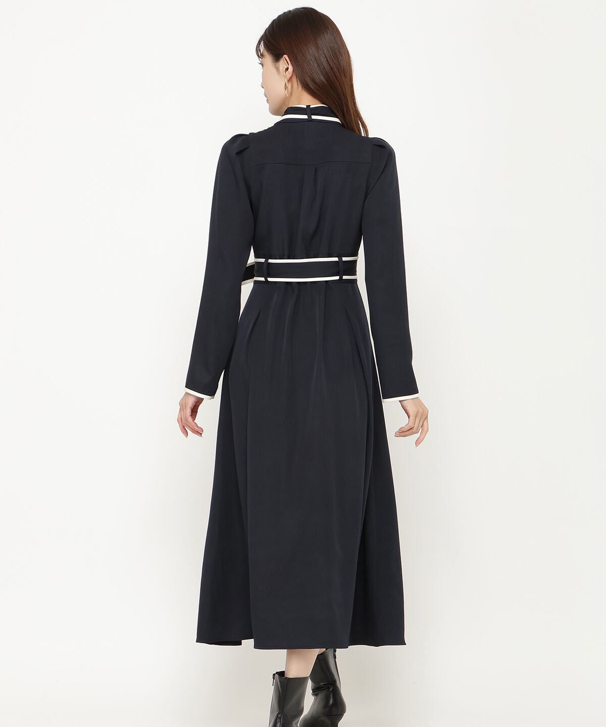 アンドクチュール「配色パイピングボウタイ付きワンピース」|ワンピース|