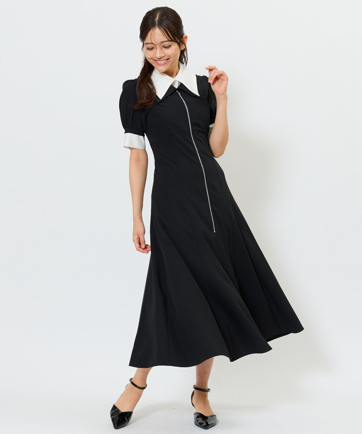 アンドクチュール「ダブルカラーZIPワンピース」|ワンピース|