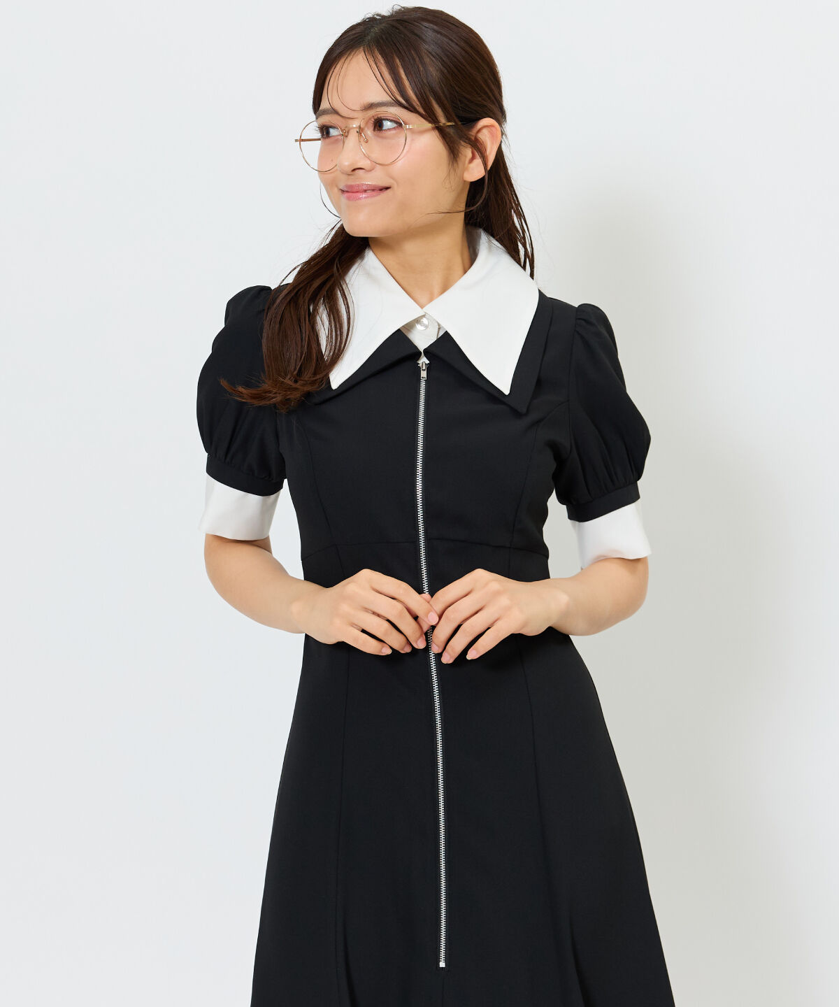 アンドクチュール「ダブルカラーZIPワンピース」|ワンピース|