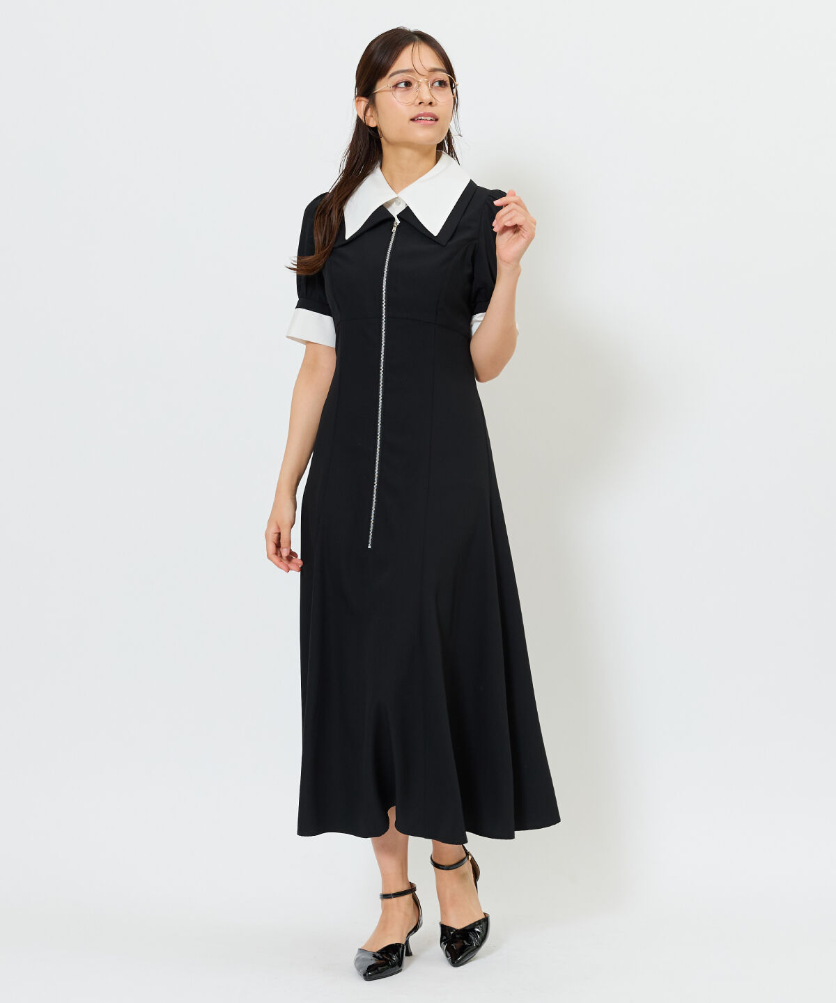 アンドクチュール「ダブルカラーZIPワンピース」|ワンピース|