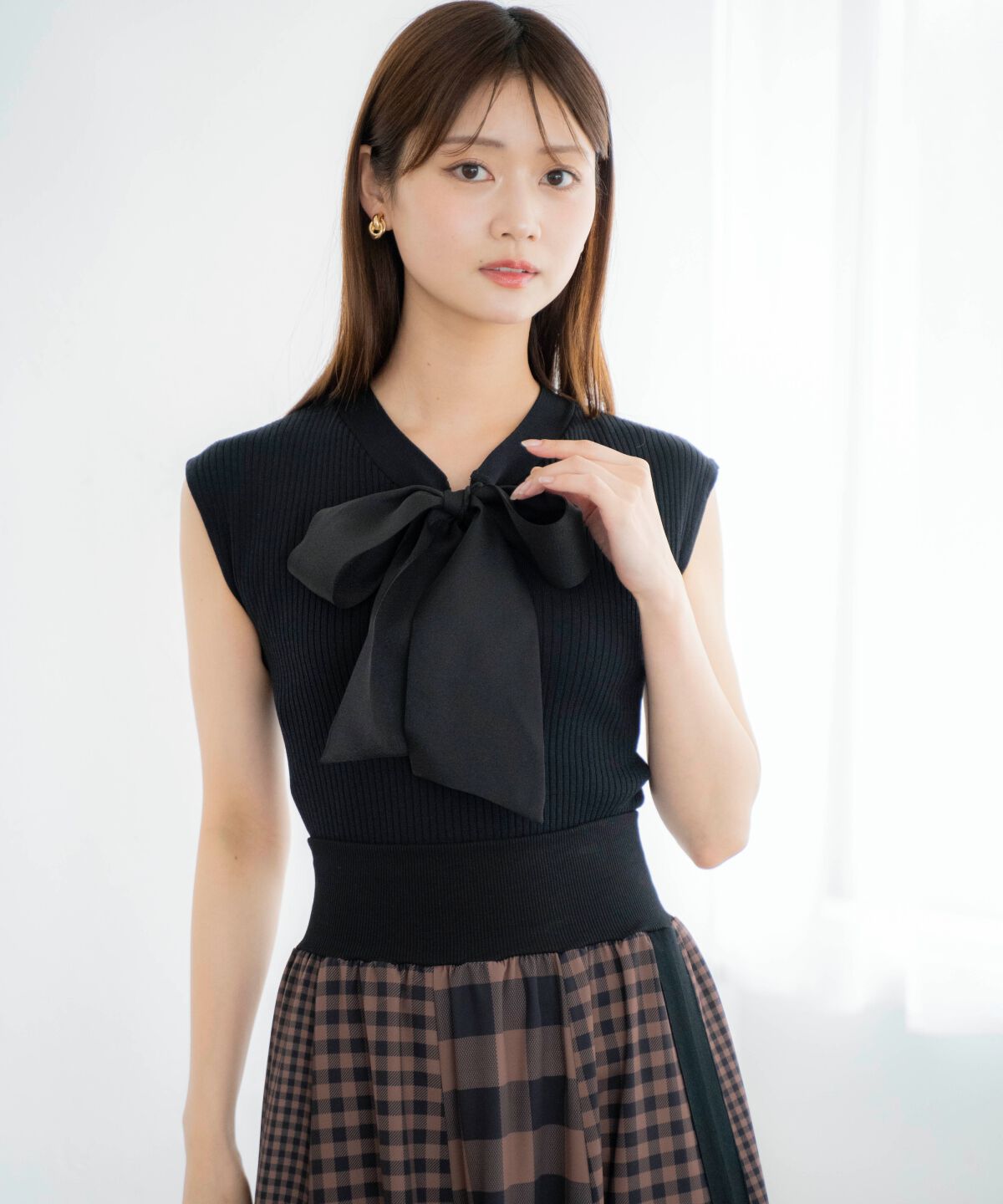 アンドクチュール「リボンフレンチスリーブプルオーバー」|Tシャツ・カットソー|