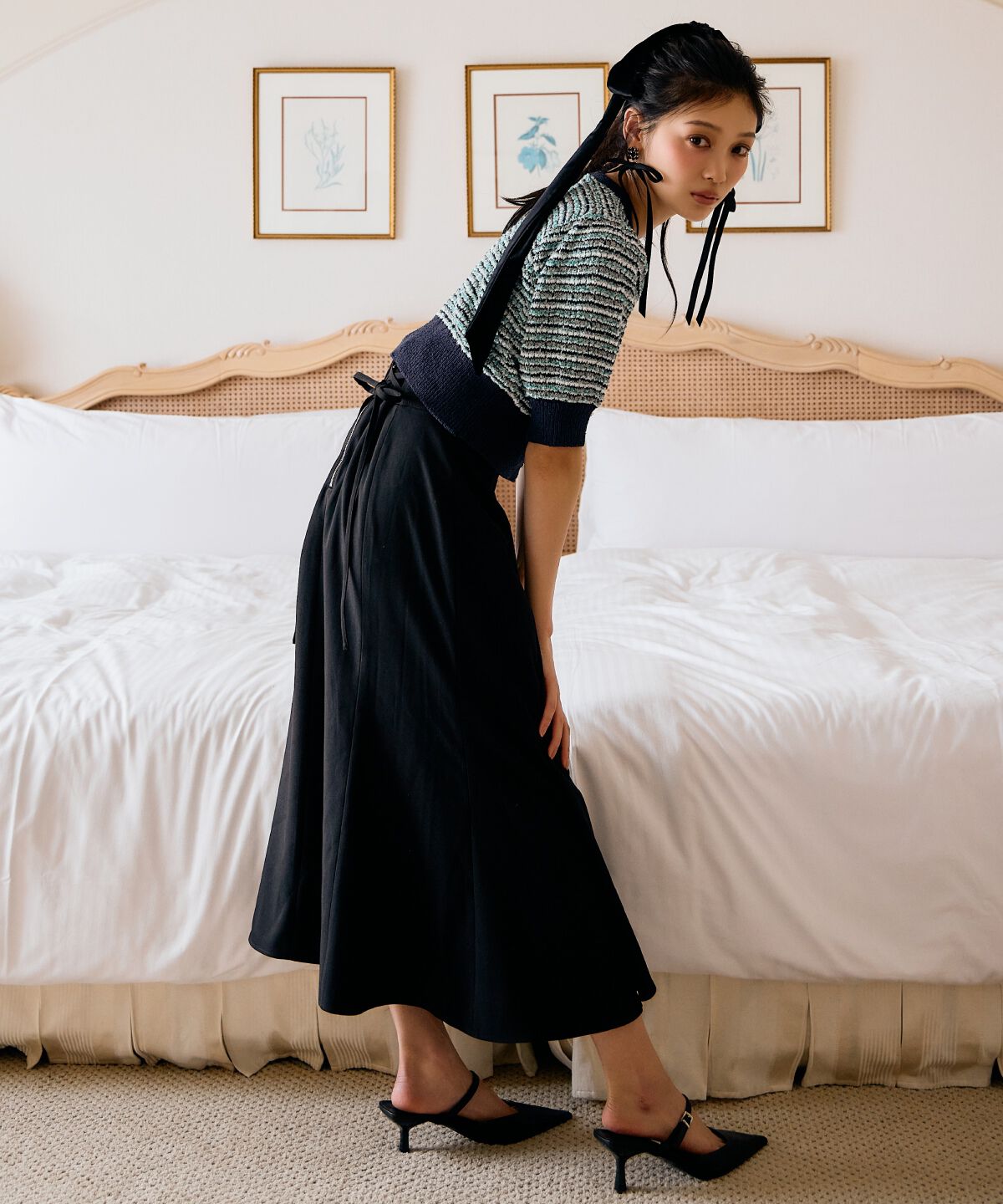 アンドクチュール「MIX配色5分袖プルオーバー」|ニット・セーター|