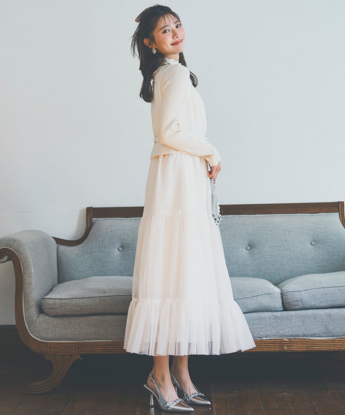 アンドクチュール「ツイード&times;チュールドッキングワンピース」|ワンピース|