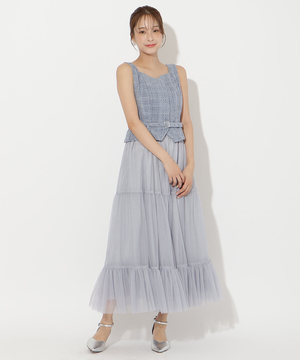 アンドクチュール「ツイード&times;チュールドッキングワンピース」|ワンピース|