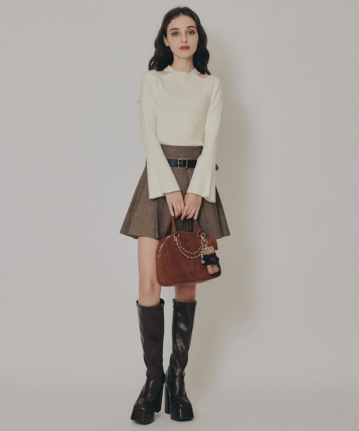 REDYAZEL「カットアウトリブニットトップス」|ニット・セーター|