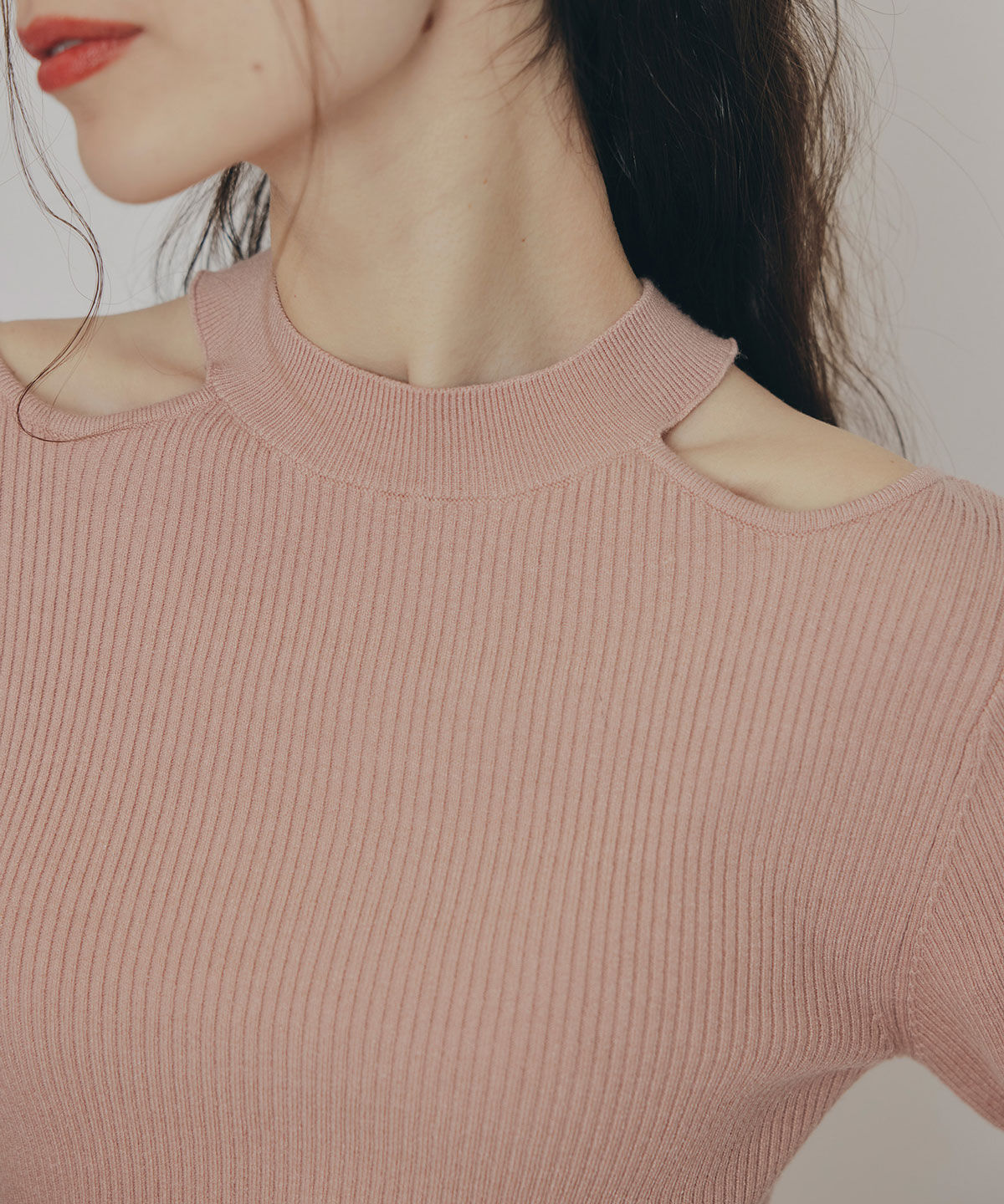 REDYAZEL「カットアウトリブニットトップス」|ニット・セーター|