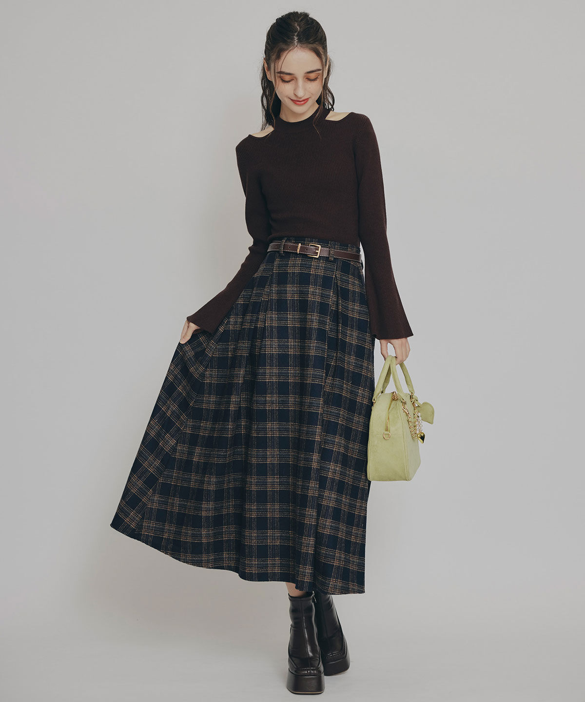 REDYAZEL「カットアウトリブニットトップス」|ニット・セーター|