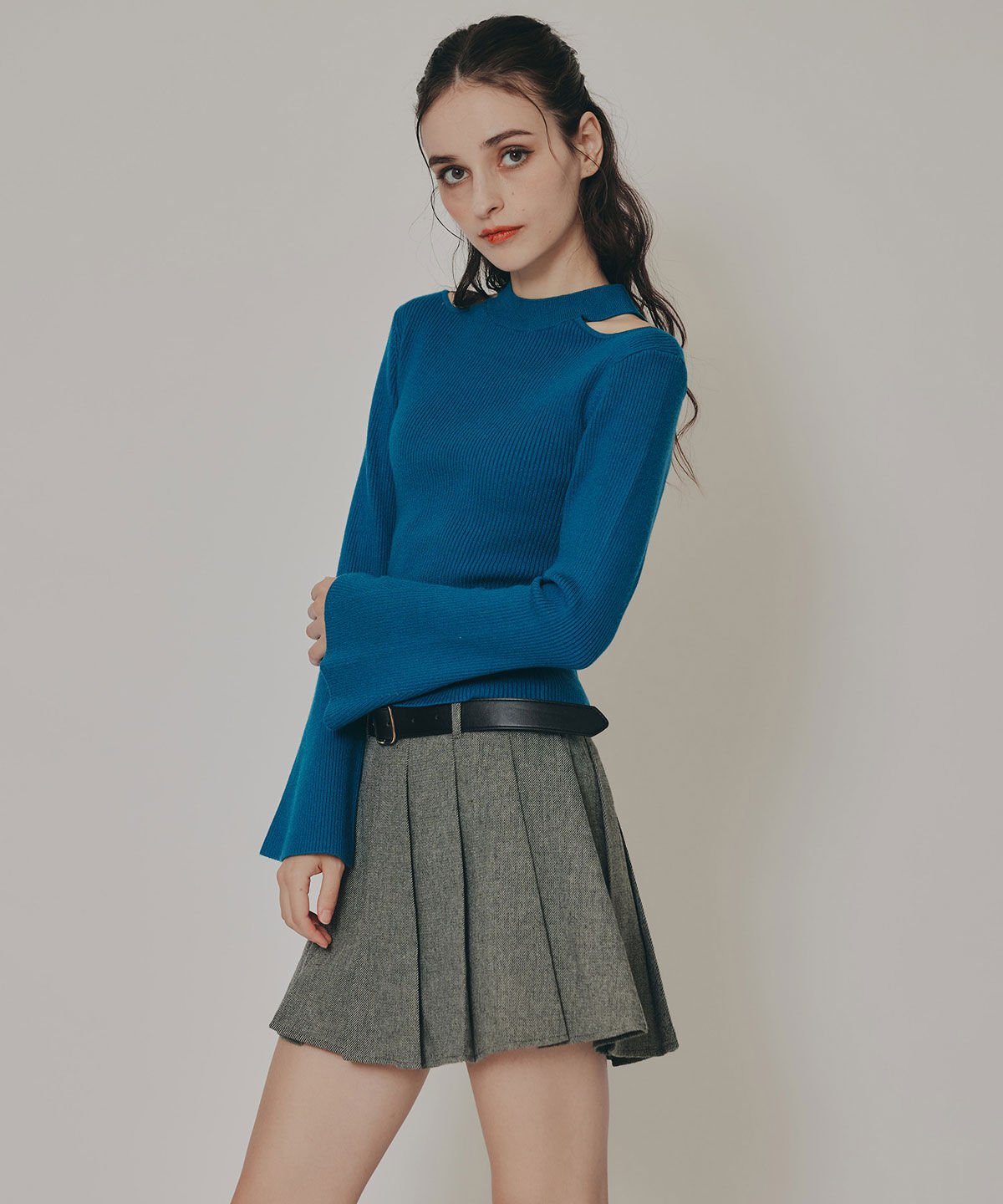 REDYAZEL「カットアウトリブニットトップス」|ニット・セーター|