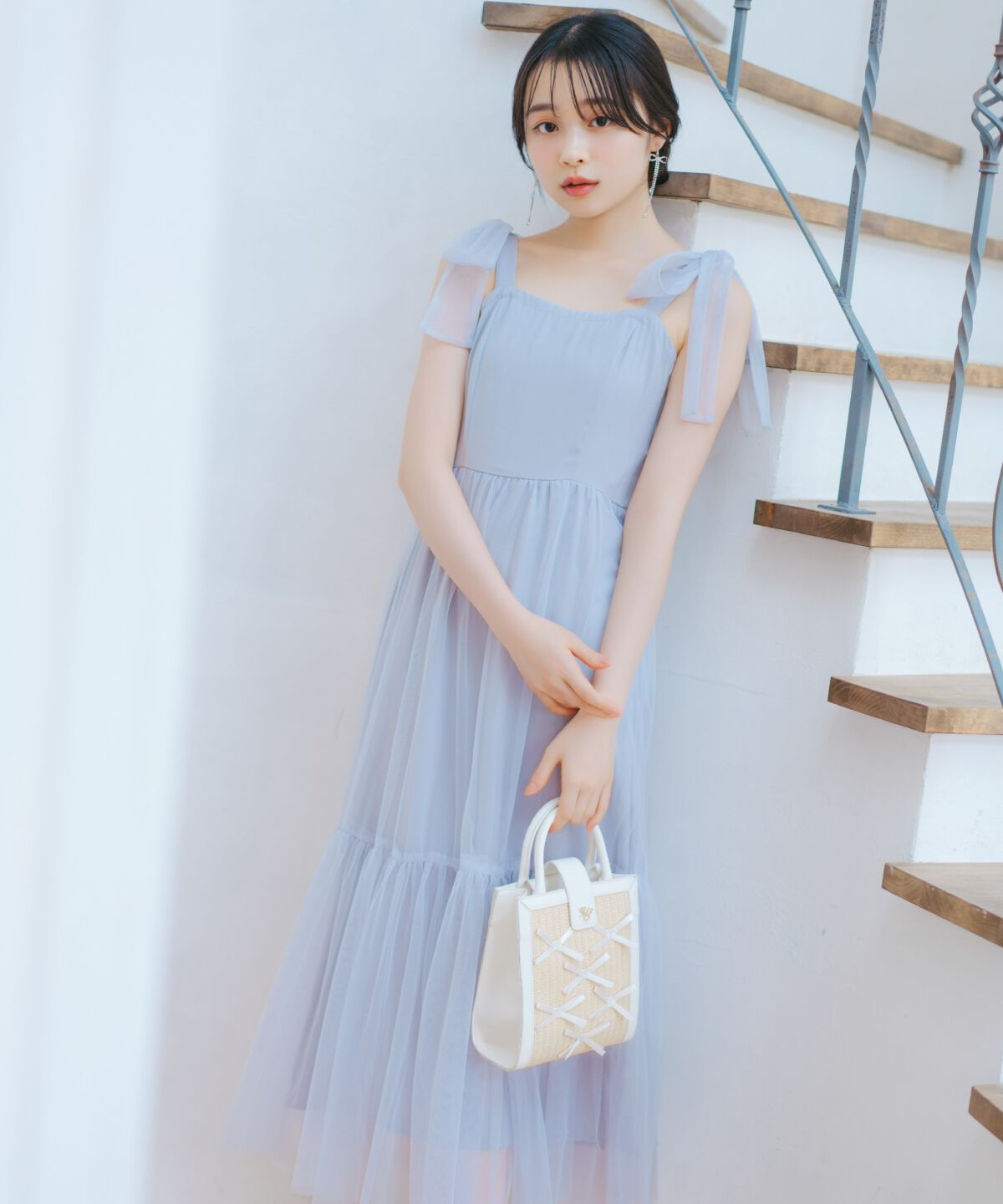 WILLSELECTION「ショルダーリボンチュールティアードワンピース」|ワンピース|