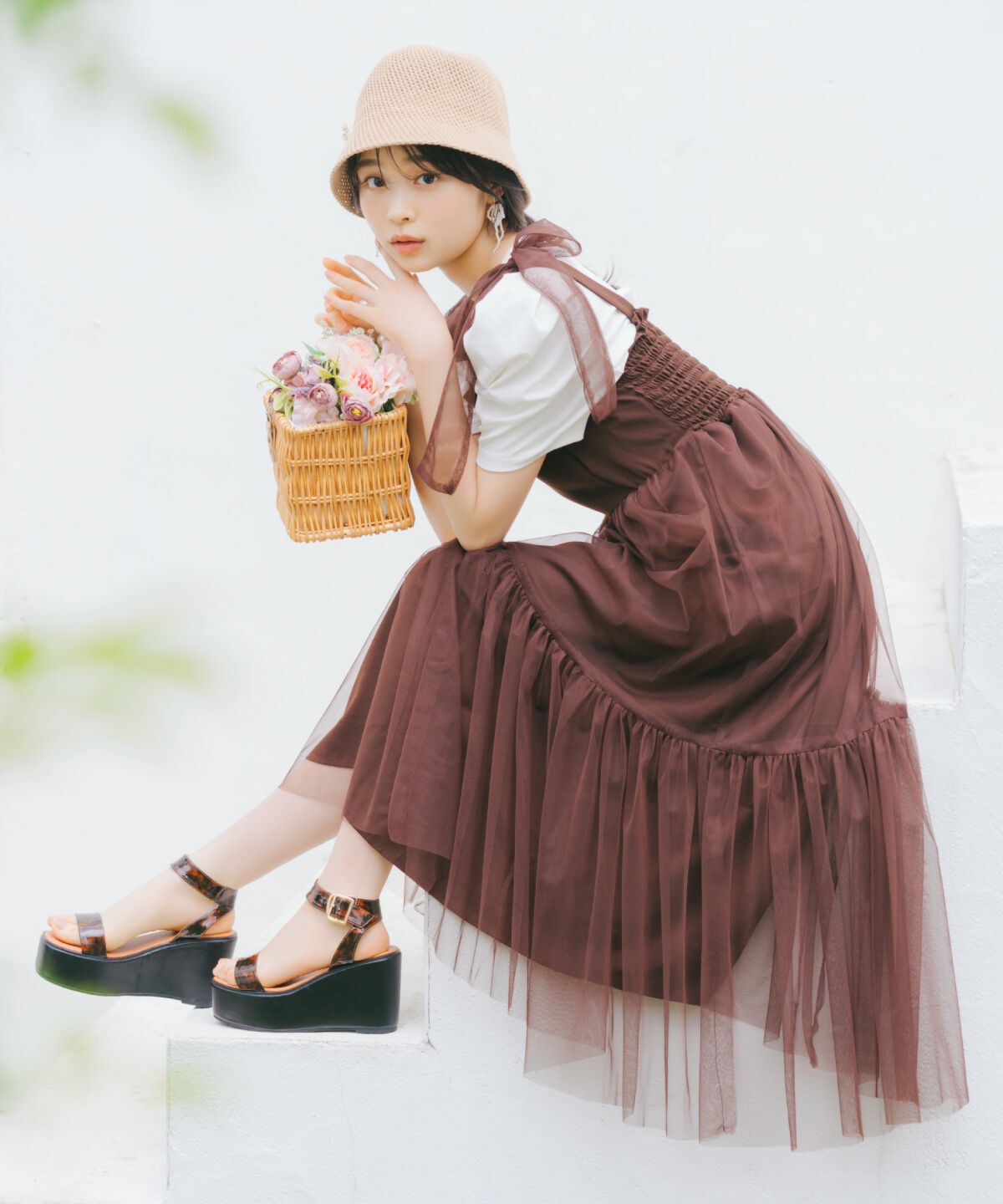 WILLSELECTION「ショルダーリボンチュールティアードワンピース」|ワンピース|